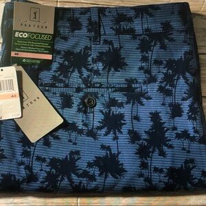 PGA TOUR Eco-Focused Blue Palm Print Golf Shorts